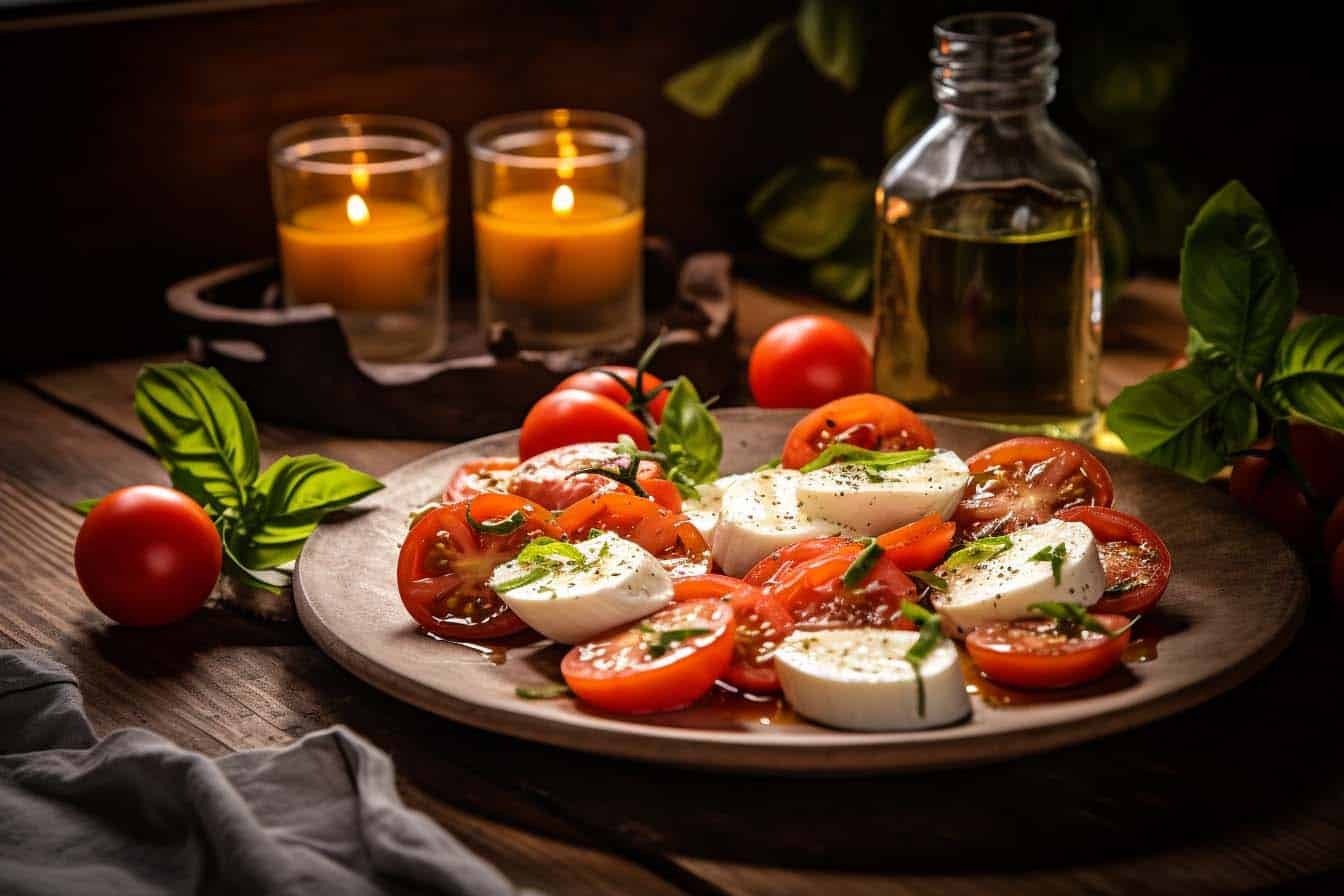 keto valentijns recept - keto caprese salade tomaat mozzarella - kaythode gezond afvallen met keto en koolhydraatarm