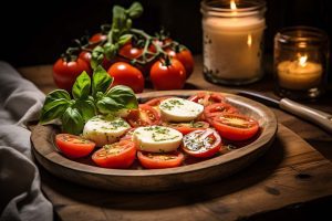 keto valentijns recept - keto caprese salade tomaat mozzarella - kaythode gezond afvallen met keto en koolhydraatarm