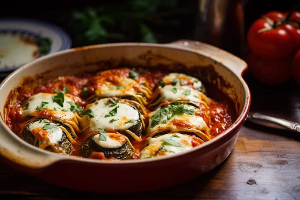 Keto Diner Recepten, Aubergine Rollatini Recept, Ricotta Spinazie Vulling, Suikervrije Marinara Saus, Gezonde Italiaanse Gerechten, Vegetarische Keto Maaltijd, Eiwitrijk Diner Idee, Low-Carb Aubergine Recept, Aubergine Rollatini, Keto Diner Recept, Ricotta en Spinazie Vulling, Gezonde Italiaanse Maaltijd, Marinara Aubergine Schotel, keto aubergine rollatini, vegetarisch keto recept