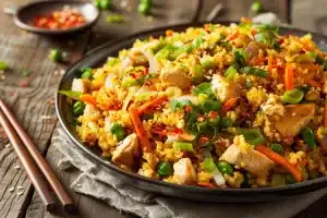 Keto, Nasi Goreng, Bloemkoolrijst, Kipfilet, Glutenvrij, Laag in koolhydraten, Gezonde twist, Makkelijk recept, keto nasi goreng, koolhydraatarm, Keto Chinees, keto chinees recept