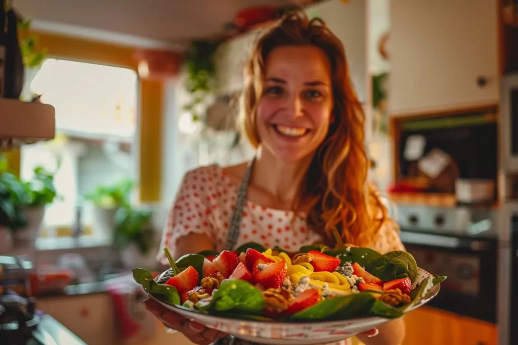 Aardbeien Spinaziesalade, Pecannoten, Blauwe kaas, Keto Salade, Gezonde Dressing, Verse Ingrediënten, aardbeien pecannoten spinaziesalade recept