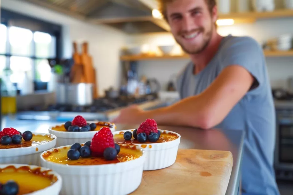 keto dessert, suikervrije crème brûlée, keto crème pâtissière, gezond nagerecht, erythritol zoetstof, slagroom dessert, eierdooier recept, keto creme brulee, koolhydraatarme creme brulee,