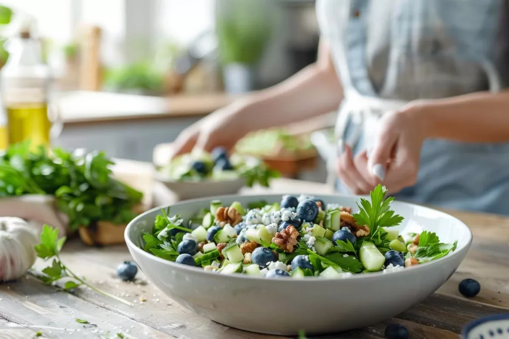 Keto Waldorfsalade, Chayote Recept, Blauwe Bessen, Gezonde Salade, Keto Bijgerecht, keto waldorfsalade met chayote, koolhydraatarme waldorfsalade, lowcarb waldorfsalade