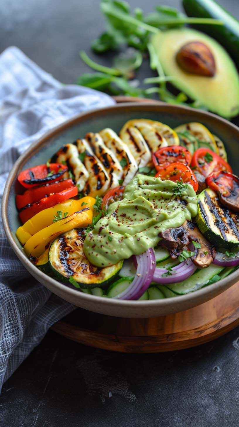 gegrilde groenten, halloumi, groente-bowl, keto weekmenu, keto menuplan, keto dieetschema