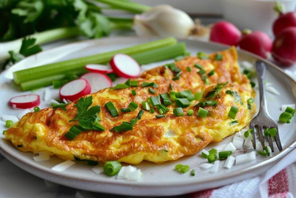 Keto ontbijt, keto omelet, gezonde keto recepten, radijsmix, eiwitrijk ontbijt, keto maaltijd, koolhydraatarm ontbijt, omelet met radijsmix