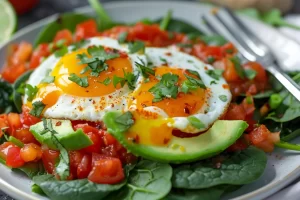 avocado, eieren, gezonde, gezonde recepten, huevos rancheros, huevos rancheros recept, keto, keto-vriendelijk, Laag koolhydraten, Mexicaanse keuken, ontbijt, tomatensaus