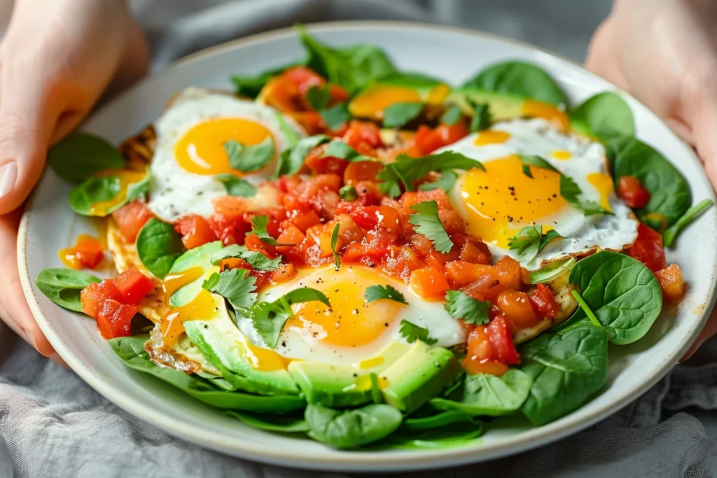 avocado, eieren, gezonde, gezonde recepten, huevos rancheros, huevos rancheros recept, keto, keto-vriendelijk, Laag koolhydraten, Mexicaanse keuken, ontbijt, tomatensaus