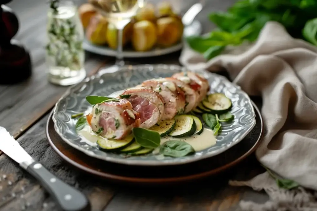 keto, saltimbocca, kalfslapjes, prosciutto, salie, olijfolie, witte wijn, courgette, spinazie, koolhydraatarm, saltimbocca recept, wat eet je bij saltimbocca, recept saltimbocca, saltimbocca betekenis, groente bij saltimbocca